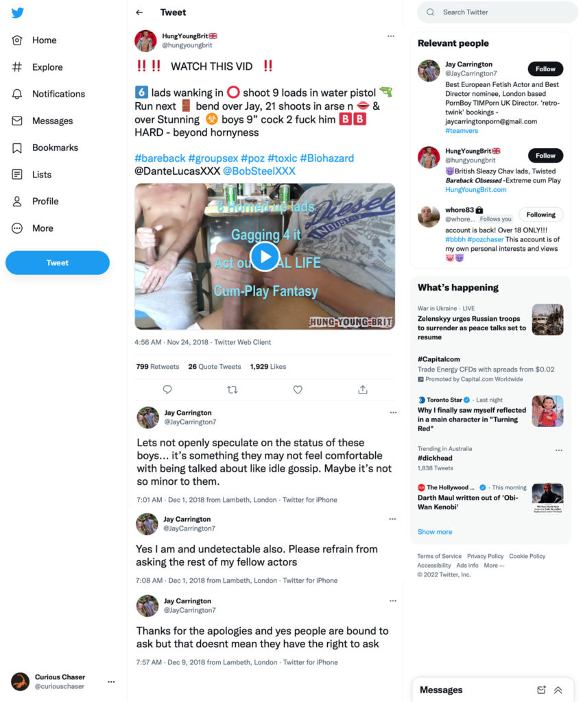A Twitter conversation compilation showing relevant posts from Jay Carrington.